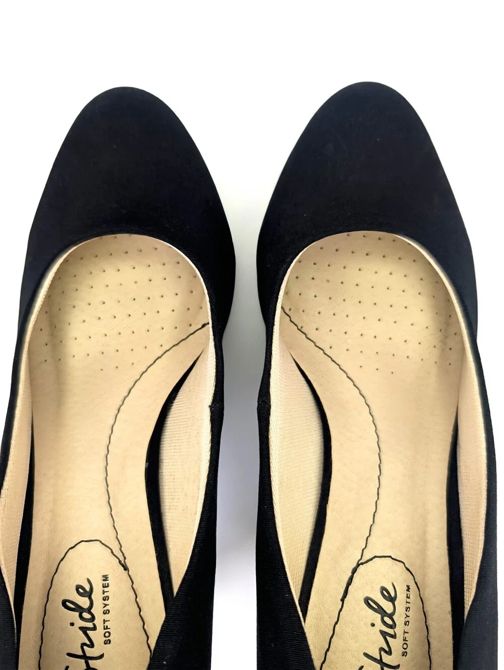 Life Stride Soft System Parigi Black Fabric Flex Round Toe Low Heel Pumps 5.5